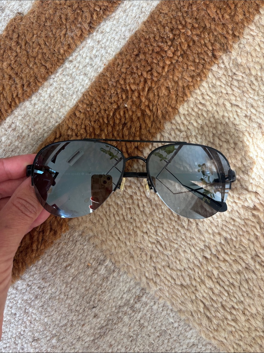 kate spade women’s Black Aviator Sunglasses with Gray Mirrored Lenses